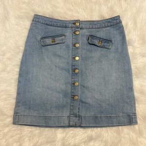 Talbots Button Blue Pocket Skirt 10P